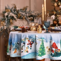 Скатерть Этель &laquo;Рождественский вечер&raquo;, d=150 см, 100% хл, саржа 190 г/м2