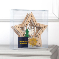 Светодиодная фигура &laquo;Звезда с оленем в лесу&raquo; 18 &times; 18 &times; 5 см, дерево, батарейки АААх2 (не в комплекте), свечение тёплое белое