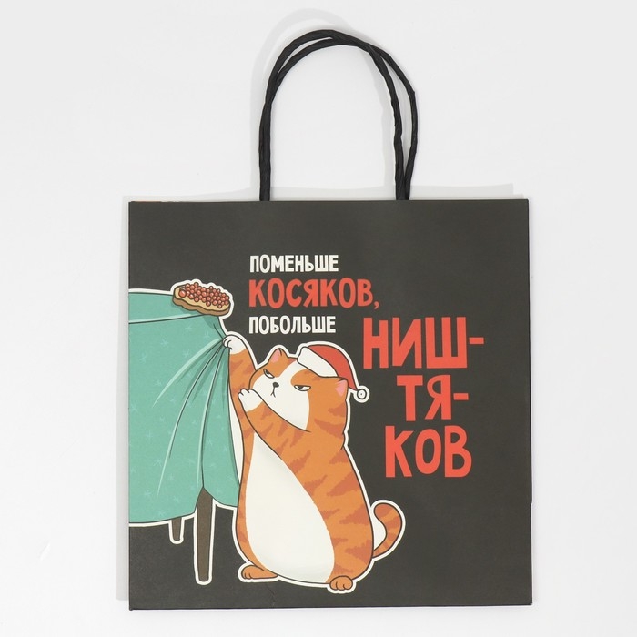 Пакет подарочный новогодний &laquo;Косяки наше всё&raquo;, 22 х 22 х 11 см, Новый год