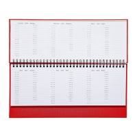 Планинг датированный 2024 года, 294 х 142 мм, 64 листа, на гребне, Attomex.Lancaster, твёрдая обложка балакрон, блок 70 г/м2, красный