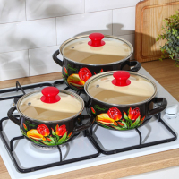 Набор эмалированных кастрюль &laquo;Грациозный&raquo;, 3 предмета: 1,5 л, 2 л, 3 л, индукция