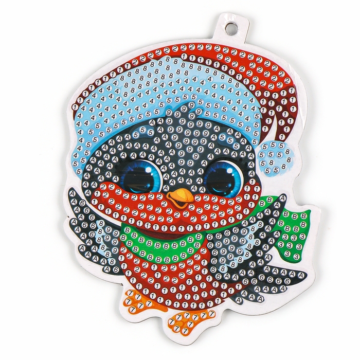 Алмазная мозаика на новый год на подвеске &laquo;Снегирь&raquo;, 9 х 11 см, новогодний набор для творчества