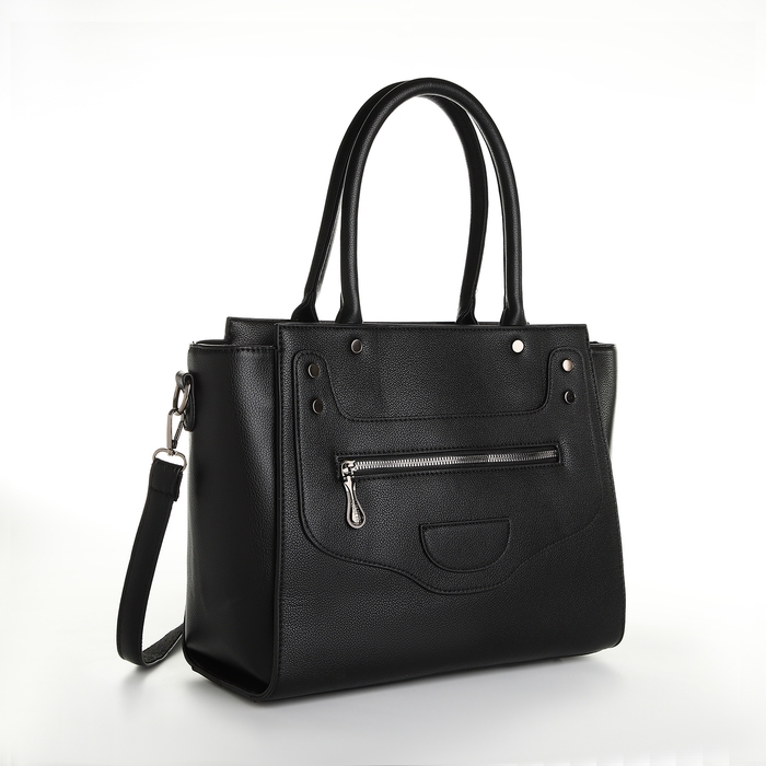 Сумка женская тоут, на молнии, цвет чёрный