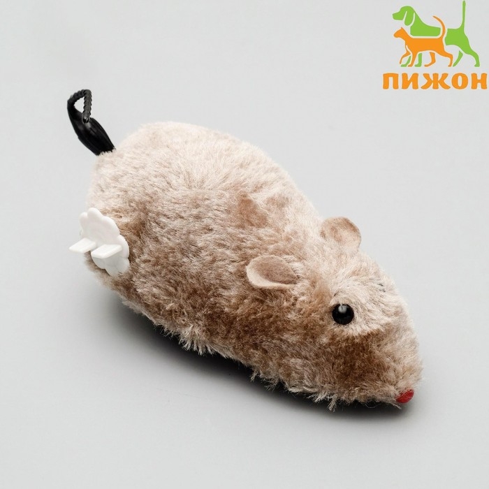 Мышь заводная меховая, 12 см, серая Мышь заводная меховая, 12 см, серая