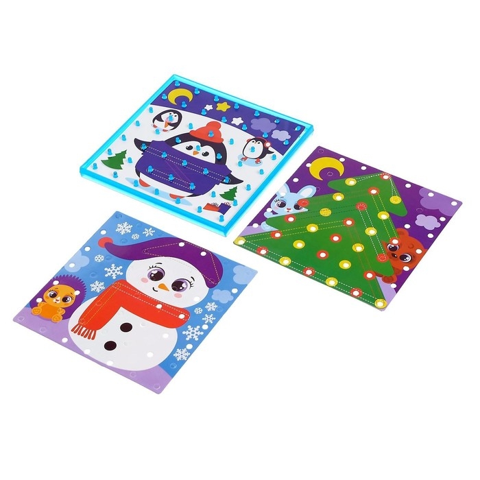 Геоборд двусторонний &laquo;Новогодний&raquo; со сменными картинками и резиночками