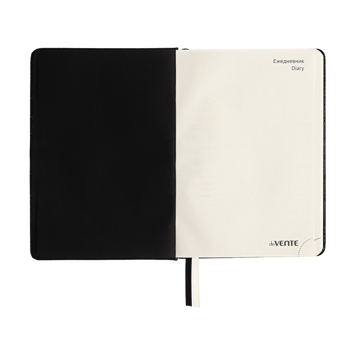 Ежедневник недатированный A5, 160 листов, deVENTE.Grande, твёрдая обложка из искусственной кожи с поролоном, 2 ляссе, блок 70 г/м2, чёрный