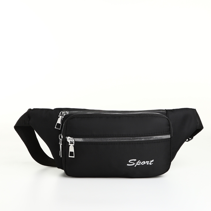 Поясная сумка на молнии, 2 наружных кармана, цвет чёрный Поясная сумка на молнии, 2 наружных кармана, цвет чёрный