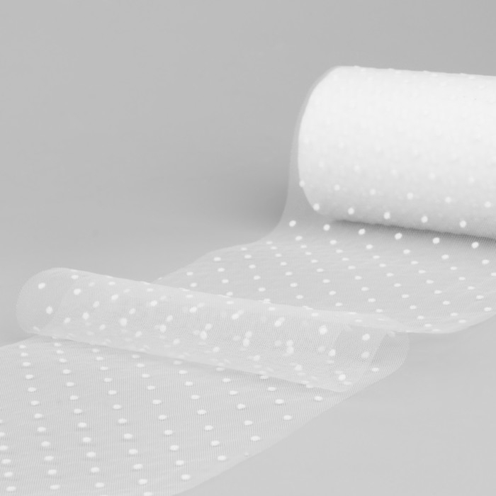 Фатин «Горох», 15 см, 11 ± 1 г/кв.м, 23 ± 1 м, цвет белый №1 Фатин «Горох», 15 см, 11 ± 1 г/кв.м, 23 ± 1 м, цвет белый №1