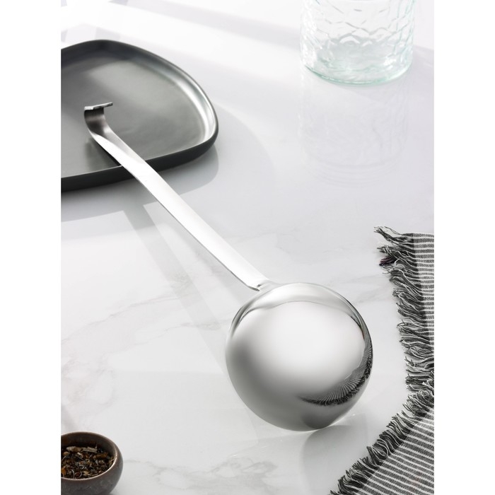 Половник из нержавеющей стали Доляна &laquo;Индия&raquo;, 330 мл, 48,5&times;11,5 см, толщина 3 мм