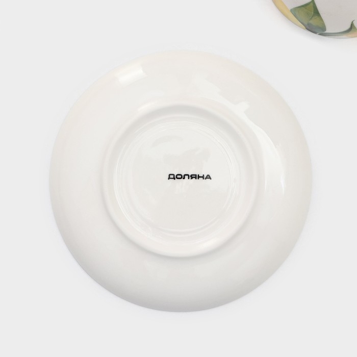 Сервиз фарфоровый чайный Доляна &laquo;Лимон&raquo;, 12 предметов: 6 чашек 250 мл, 6 блюдец d=15,5 см, цвет белый