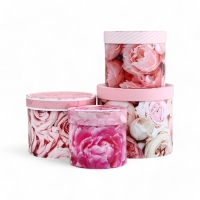 Набор шляпных коробок для цветов 4 в 1, упаковка подарочная, &laquo;Цветы&raquo;, 20 х 17,5 - 16 х 14 см