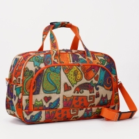 Сумка дорожная на молнии, 2 наружных кармана, длинный ремень, цвет оранжевый/разноцветный Сумка дорожная на молнии, 2 наружных кармана, длинный ремень, цвет оранжевый/разноцветный