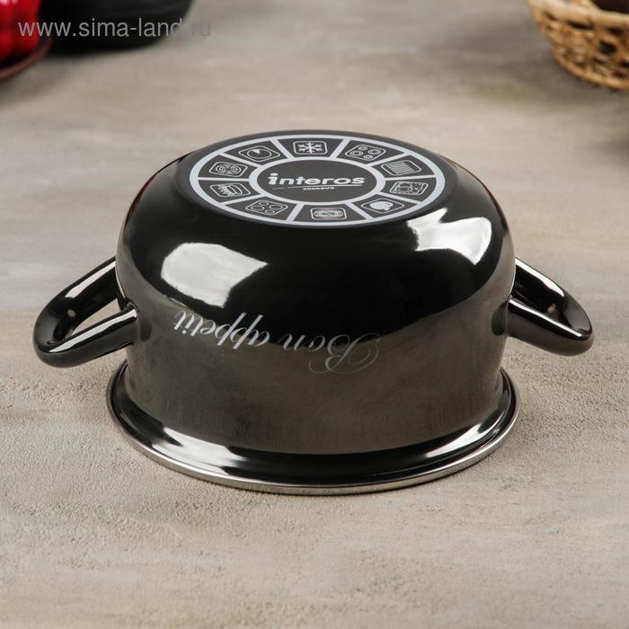 Кастрюля эмалированная «Металлик», 2,1 л, стеклянная крышка, индукция, цвет чёрный Кастрюля эмалированная «Металлик», 2,1 л, стеклянная крышка, индукция, цвет чёрный