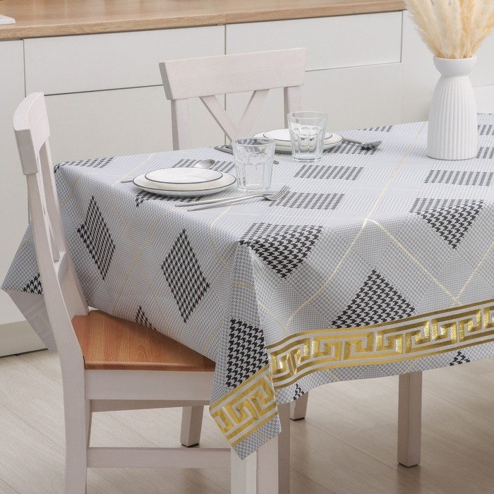 Клеёнка на стол &laquo;Гусиная лапка&raquo;, на тканевой основе, рулон 20 метров, ширина 137 см