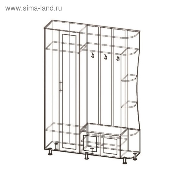 Прихожая Ксения -1 левая, 2150х1500х385, Венге/Дуб молочный