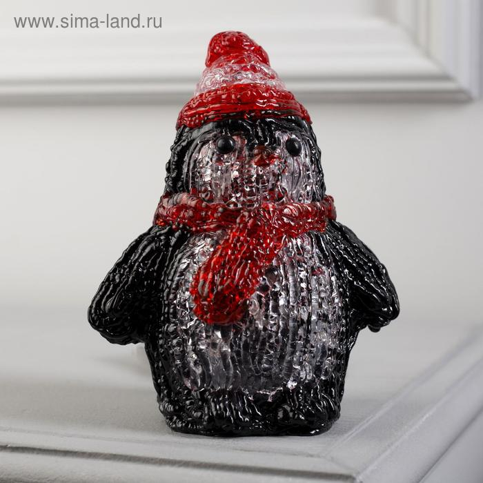 Светодиодная фигура &laquo;Пингвин&raquo; 12 &times; 15 &times; 9 см, акрил, 6 LED, батарейки ААх2 (не в комплекте), свечение белое