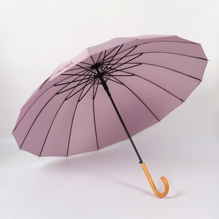 Зонт - трость полуавтоматический &laquo;Пастель&raquo;, 16 спиц, R = 52/60 см, D = 120 см, цвет сиреневый
