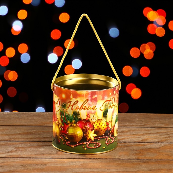 Новый год. Подарочная коробка, тубус &laquo;Новогодние игрушки&raquo; 120 х 120 мм (100 мм внутр. высота).