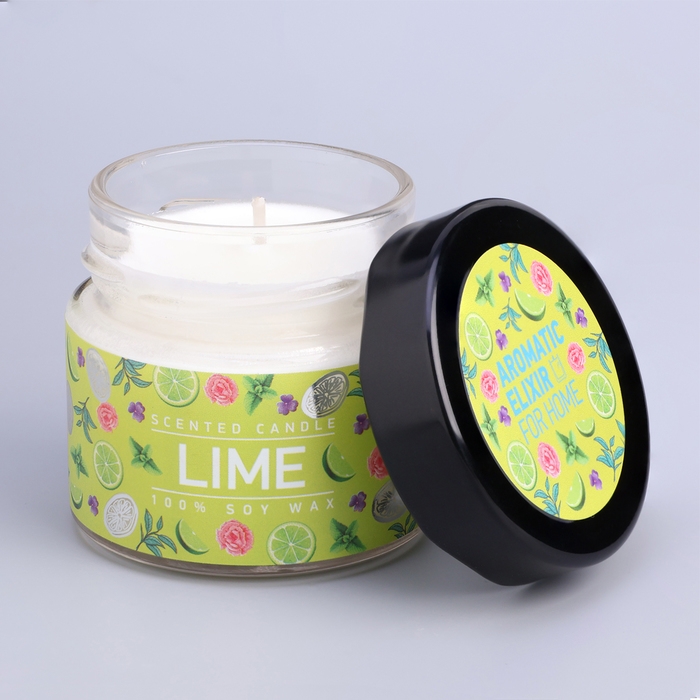 Свеча ароматическая в банке Свеча ароматическая в банке "Мятный лайм", совый воск, 80 г