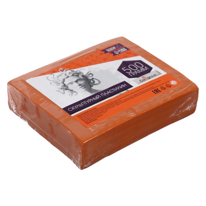 Пластилин скульптурный 500г Calligrata твёрдый, терракотовый Пластилин скульптурный 500г Calligrata твёрдый, терракотовый