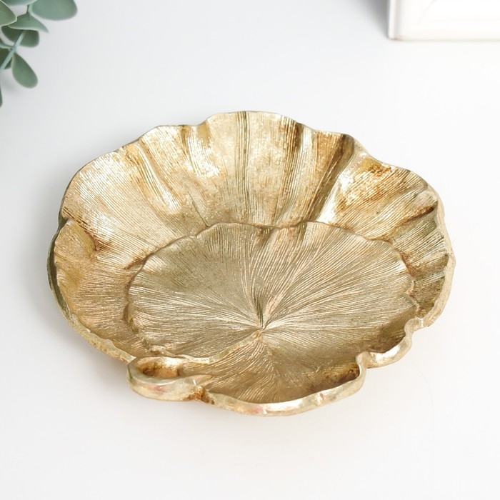 Тарелка декоративная полистоун Тарелка декоративная полистоун "Листья" золото 1,5х13х12 см