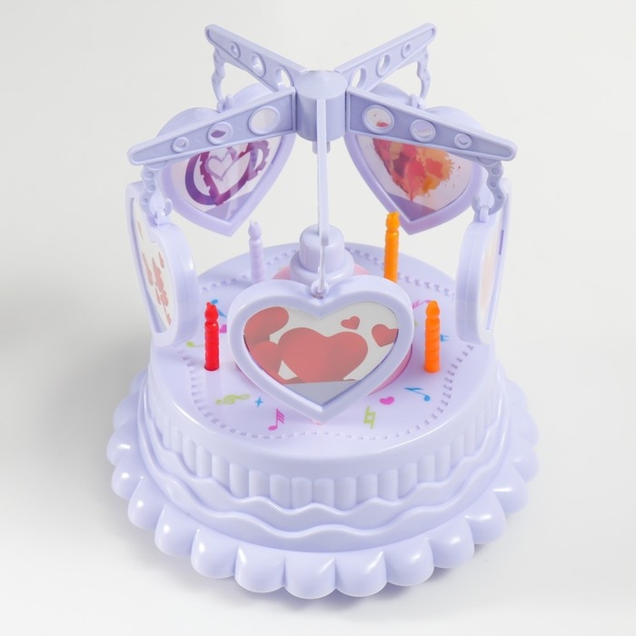 Сувенир музыкальный механический + фоторамка Сувенир музыкальный механический + фоторамка "Карусель сердец" сиреневый 17,5х17,5х20 см