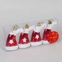 Украшение ёлочное "Колпак новогодний" (набор 4 шт) см, 4х7,5 см, красно-белый