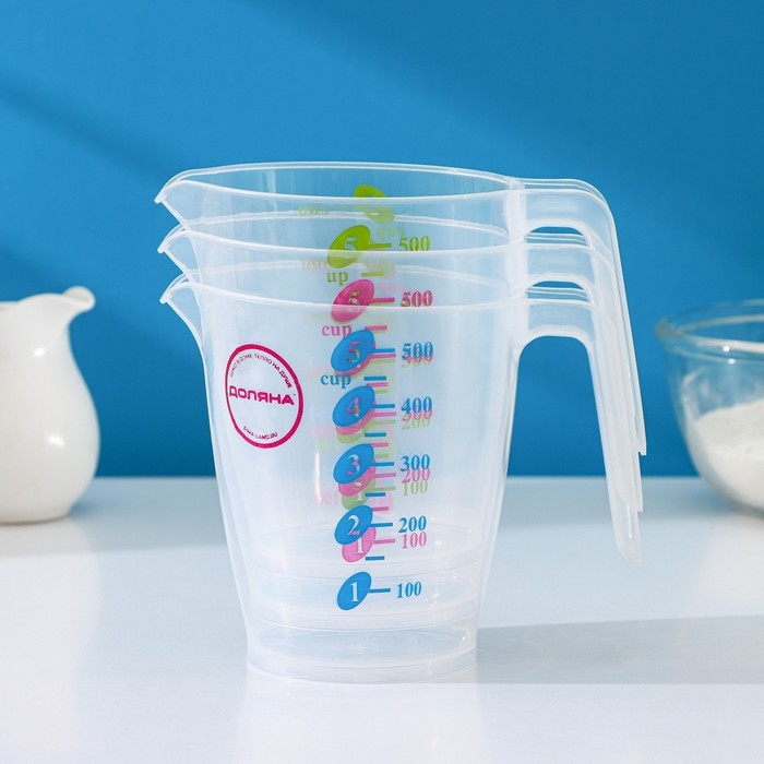 Стакан мерный Доляна &laquo;Колор&raquo;, 500 мл, 13&times;9&times;11,5 см, цвет МИКС