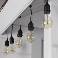 Гирлянда &laquo;Ретро белт-лайт&raquo; 10 м, IP54, УМС, тёмная нить, шаг 100 см, Е27 (без ламп), 220 В