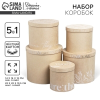 Набор коробок 5 в 1, упаковка подарочная, &laquo;Крафт&raquo;, 13 х 13,5‒19.5 х 23 см