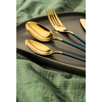 Набор столовых приборов, Magistro &laquo;Виконт&raquo;, 4 предмета, цвет металла золотой, синие ручки