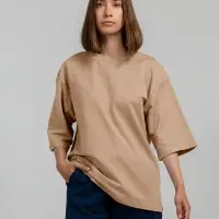 Футболка оверсайз унисекс Kosmos 2.0, бежевая, размер XS/S