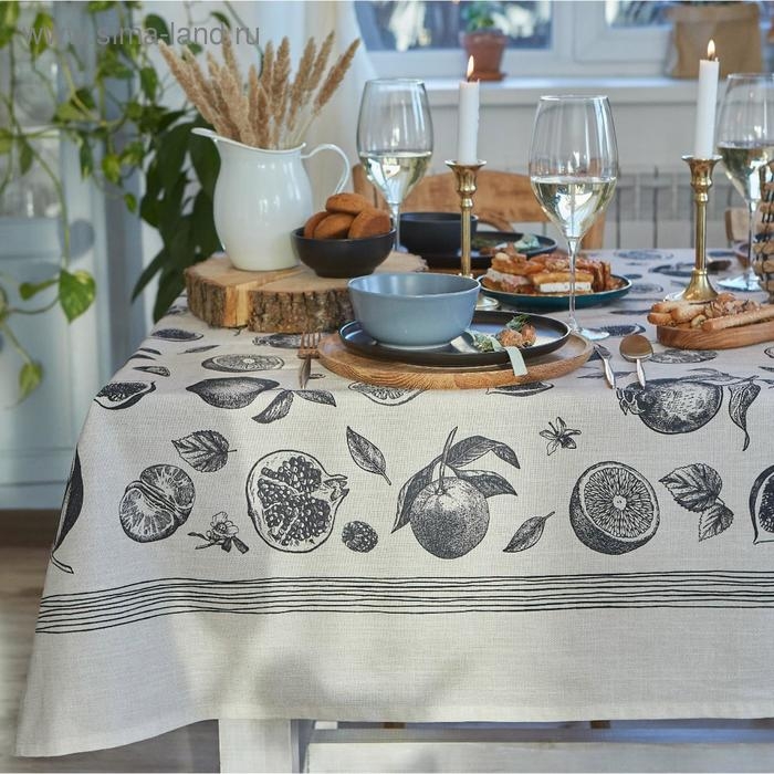 Скатерть Этель Healthy life 110х147 см, 100% хлопок, репс 210 г/м2 Скатерть Этель Healthy life 110х147 см, 100% хлопок, репс 210 г/м2