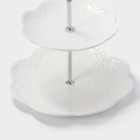 Этажерка - фруктовница круглая Доляна &laquo;Сьюзен&raquo;, 2 яруса, 15,5&times;20 см, высота 21 см, фарфор, цвет белый