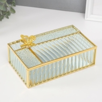 Шкатулка стекло с металлическим каркасом "Бабочка" прямоугольник прозрачная 12.3х20х8,3 см 1052434 Шкатулка стекло с металлическим каркасом "Бабочка" прямоугольник прозрачная 12.3х20х8,3 см 1052434