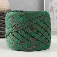 Трикотажная пряжа "Риббон" с люрексом 85м/170&plusmn;5 гр (Нефрит, люрекс: Красный)