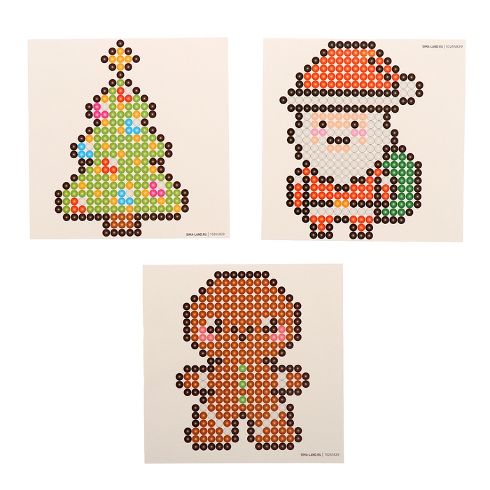 Аквамозаика &laquo;Дед Мороз: Печенька и ёлочка&raquo;, 3 фигурки, 1010 шариков