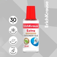 Клей канцелярский ErichKrause, 30 мл, с пластиковым аппликатором, подходит для бумаги, картона и ткани, морозостойкий