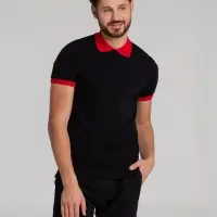 Рубашка поло Prince 190 черная с красным, размер XS