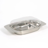 Маслёнка из нержавеющей стали, 19,5&times;12&times;6 см, с пластиковой крышкой