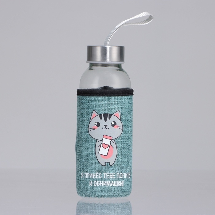 Бутылка для воды в чехле &laquo;Котик&raquo;, 350 мл