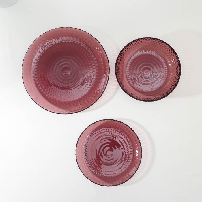 Набор столовый стеклянный «Идиллия», 18 предметов, цвет лилак Набор столовый стеклянный «Идиллия», 18 предметов, цвет лилак