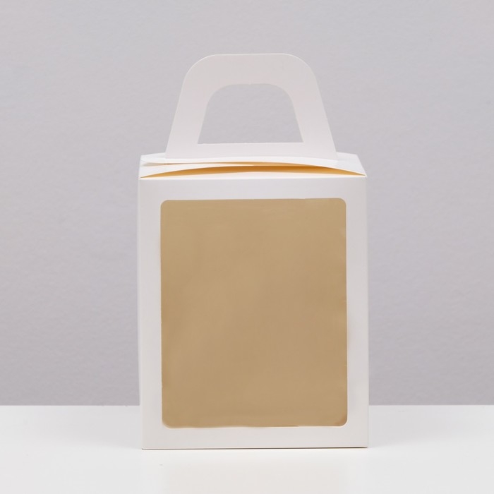 Складная коробка с окном, белая, 15 х 15 х 18 см