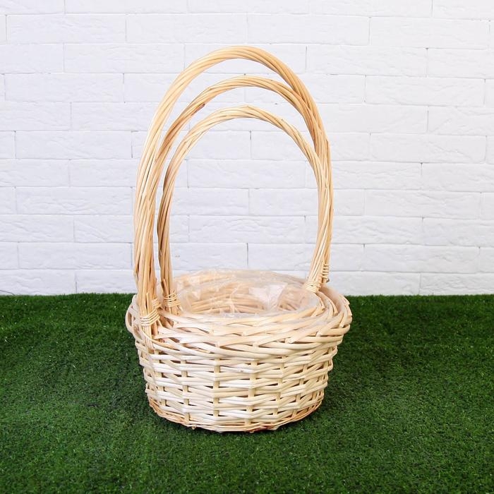 Набор корзин &laquo;Плетёнка&raquo;, 3 шт,( 28&times;14/45  - 24&times;13/41 -19&times;11/37) см, ива натуральная