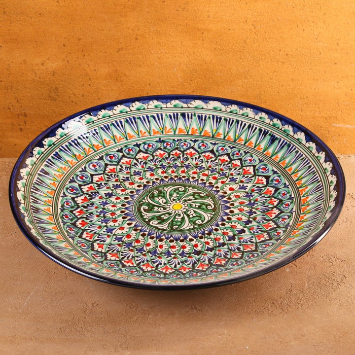 Ляган Риштанская Керамика "Узоры", 42 см, синий микс