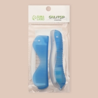 Набор дорожный, 2 предмета: расчёска, щётка, цвет белый/голубой Набор дорожный, 2 предмета: расчёска, щётка, цвет белый/голубой