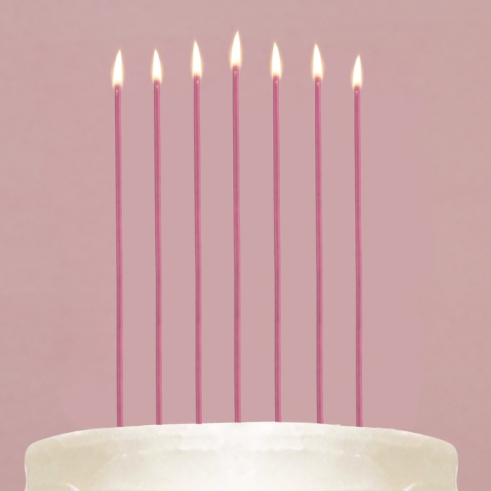 Свечи для торта незадуваемые, розовые, 24 шт., 16,8 х 0,3 см