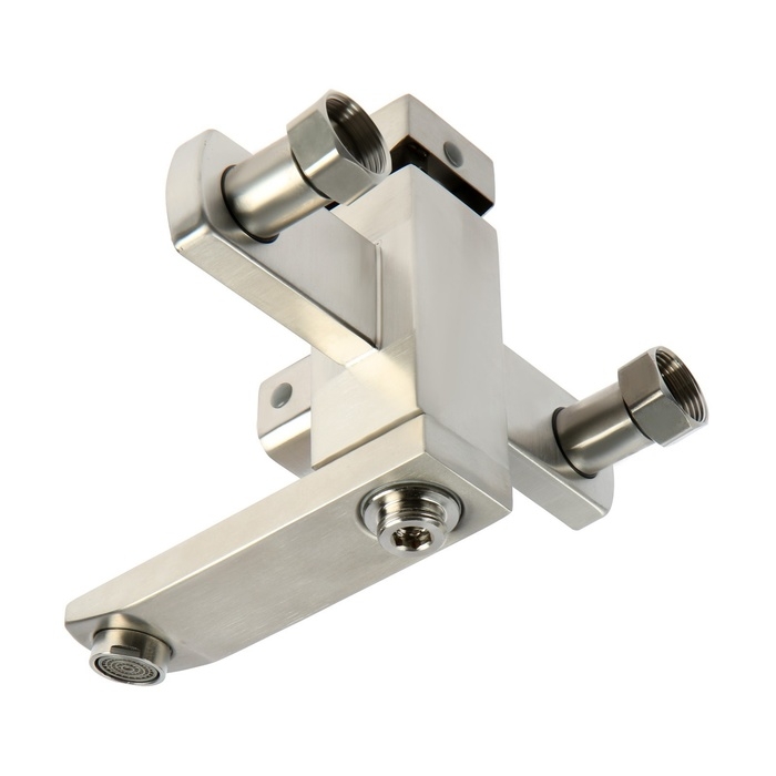 Смеситель для ванны ZEIN, квадрат, короткий излив, с душевым набором, нержав сталь, сатин Смеситель для ванны ZEIN, квадрат, короткий излив, с душевым набором, нержав сталь, сатин