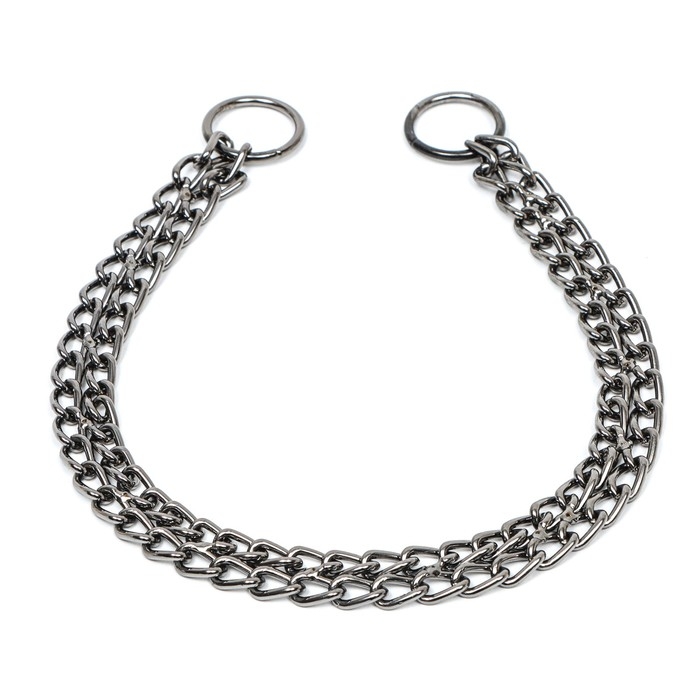 Ошейник - удавка металлический двухрядный, 55 см, толщина проволоки 2,5 мм, черный Ошейник - удавка металлический двухрядный, 55 см, толщина проволоки 2,5 мм, черный