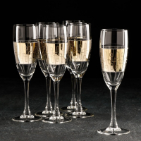 Набор бокалов &laquo;Геометрия&raquo;, 170 мл, с гравировкой и напылением, 6 шт, цвет напыления золотой